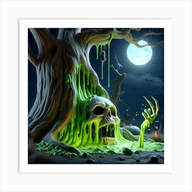 Halloween Skull Tree Art Print