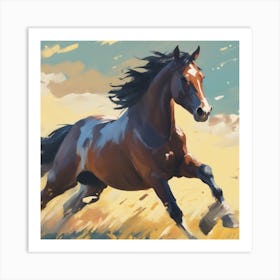 Horse Running In The Field 2 Art Print