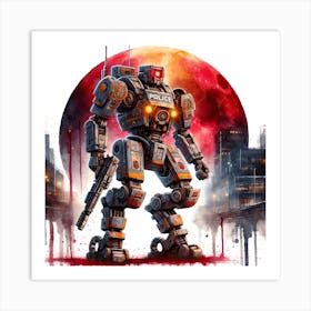 Sci-Fi Mecha-Police Robot. Art Print