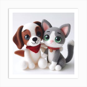 Amigurumi, dog and cat Art Print