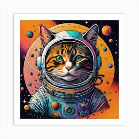 Cat In Space Square Art Print