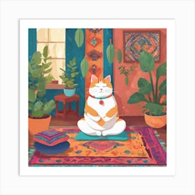 Cat Meditating Art Print