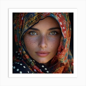 Portrait Of A Woman With Freckles Art Print