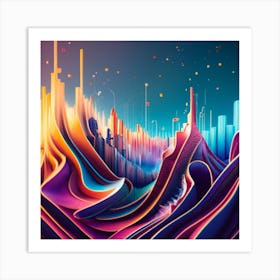 An Image Of A Sound Wave With Different Tones An Art Print