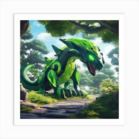 Green Dragon In The Forest Art Print