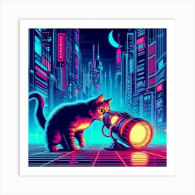 Neon Cat 1 Art Print