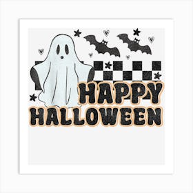 Retro Happy Halloween Ghost Boo Crew Spooky Vibes Halloween Art Print