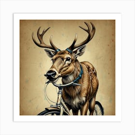 Deer On A Bike Art Print