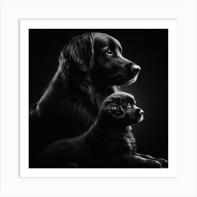 Black And White Dog Portrait Art Print