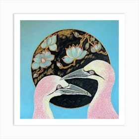 Pink Cranes Art Print