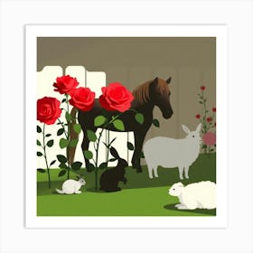 Farm With Animals Art Print