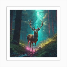 Deer In The Forest 97 Art Print