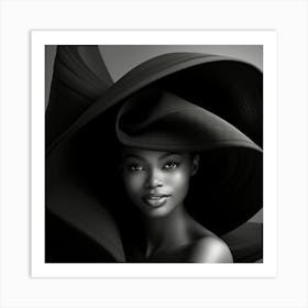 Portrait Of African American Woman In Black Hat Art Print