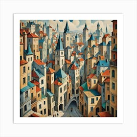 Old Europe Cubism Art Print