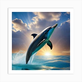 Dolphin Jumping Out Of The Water Art Print