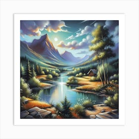 Lake In The Mountains 3 Art Print