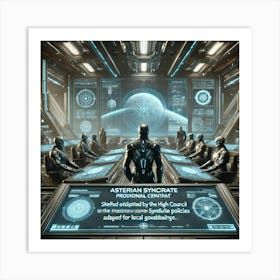 A Detailed Futuristic Scene Showing Commanders Wit Converted Art Print