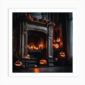 Halloween Fireplace Art Print