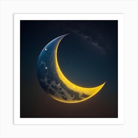 Bright Glowing Crescent Moon Art Print