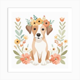 Floral Baby Dog Nursery Illustration (16) Art Print