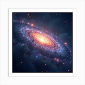 Quantum Computer Glowing Against A Serene Watercolor Galaxy 1 Art Print