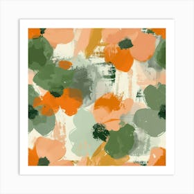 Orange And Green Flowers Art Print