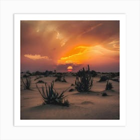 Sunset In The Desert 2 Art Print