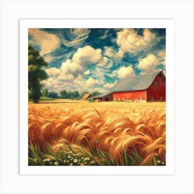 Barn In The Wheat Field 1 Art Print