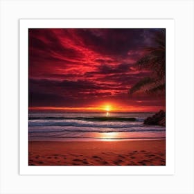 Sunset On The Beach 1088 Art Print