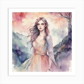 Watercolor Of A Girl 1 Art Print