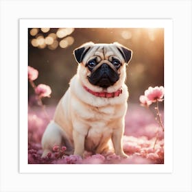 Cute Pug Dog Art Print