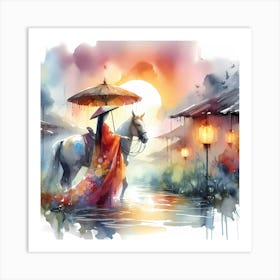 Asian Watercolor Painting 9 Art Print