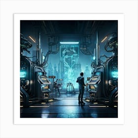 Cyber Industrial Landscape Featuring Advanced Automation Sleek Robotic Arms Performing Intricate Ta (4) Art Print