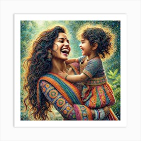 Mother And Daughter Smile Art Print