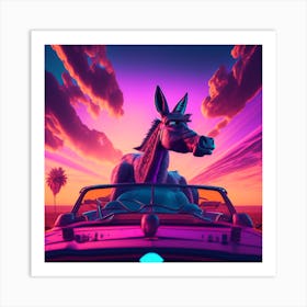 Donkey In A Car Art Print