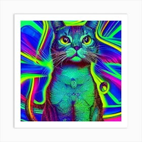 Psychedelic Cat 4 Art Print