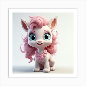 Cute Pink Unicorn Art Print