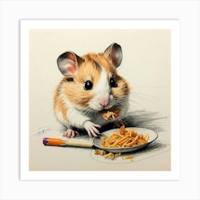 Hamster Drawing 11 Art Print