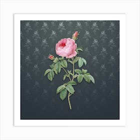 Vintage Provence Rose Bloom Botanical on Slate Gray Pattern n.0075 Art Print
