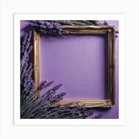 Lavender Frame On Purple Background 5 Art Print