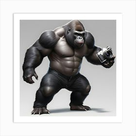 A Snapping Gorilla With A Digital Camera (3) Art Print