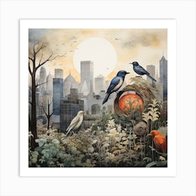 Birds In The City 1 Art Print