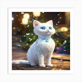 White Cat With Blue Eyes Art Print