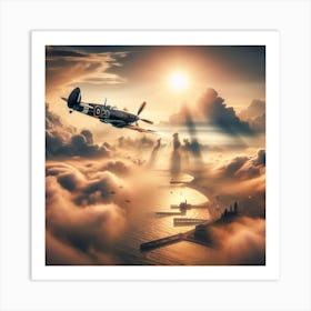 Reach for The Sky - 4/4 (Supermarine Spitfire fighter WW2 sky battle Dunkirk Ace pilot world war 2 clouds combat Airforce Battle of Britain RAF) Art Print