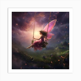 Fairy On Swing Art Print