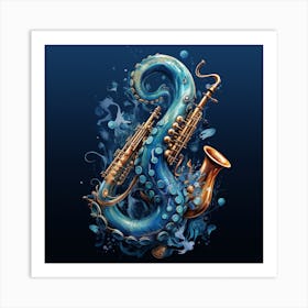 Octopus Saxophone Art Print