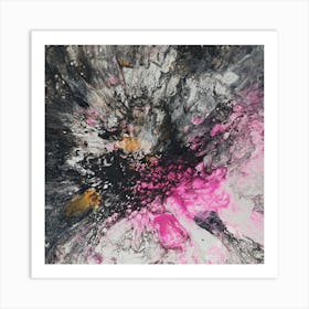 Abstract Painting, Acrylic On Canvas, Pink Color Art Print