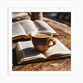 Coffee Cup On A Book Art Print