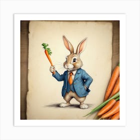 Rabbit Holding Carrot 4 Art Print