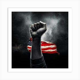 A Clenched Fist Raised In A Striking Gesture Of Protest Embodying Both The Power And Aggression Of Art Print